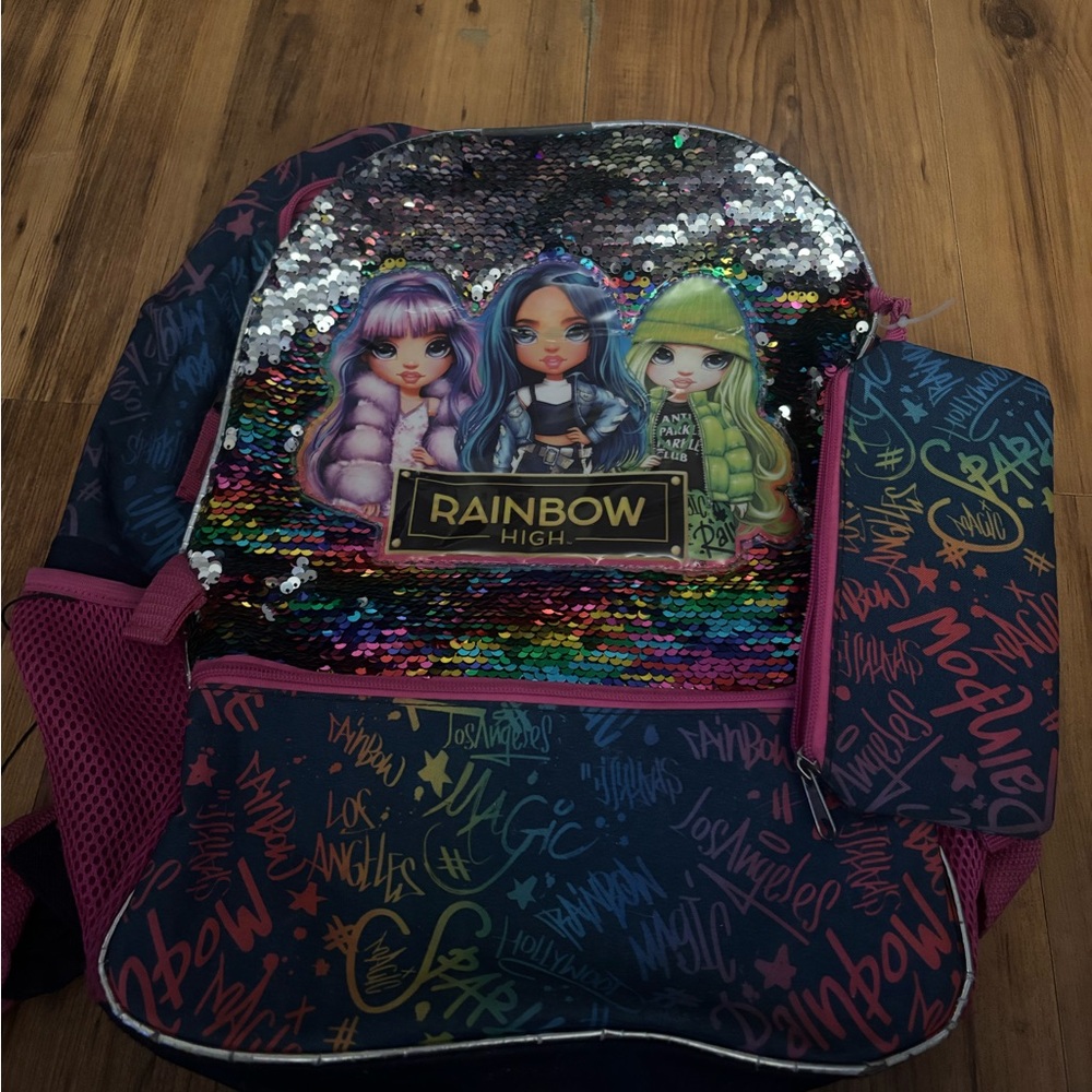 Rainbow high backpack with pencil case